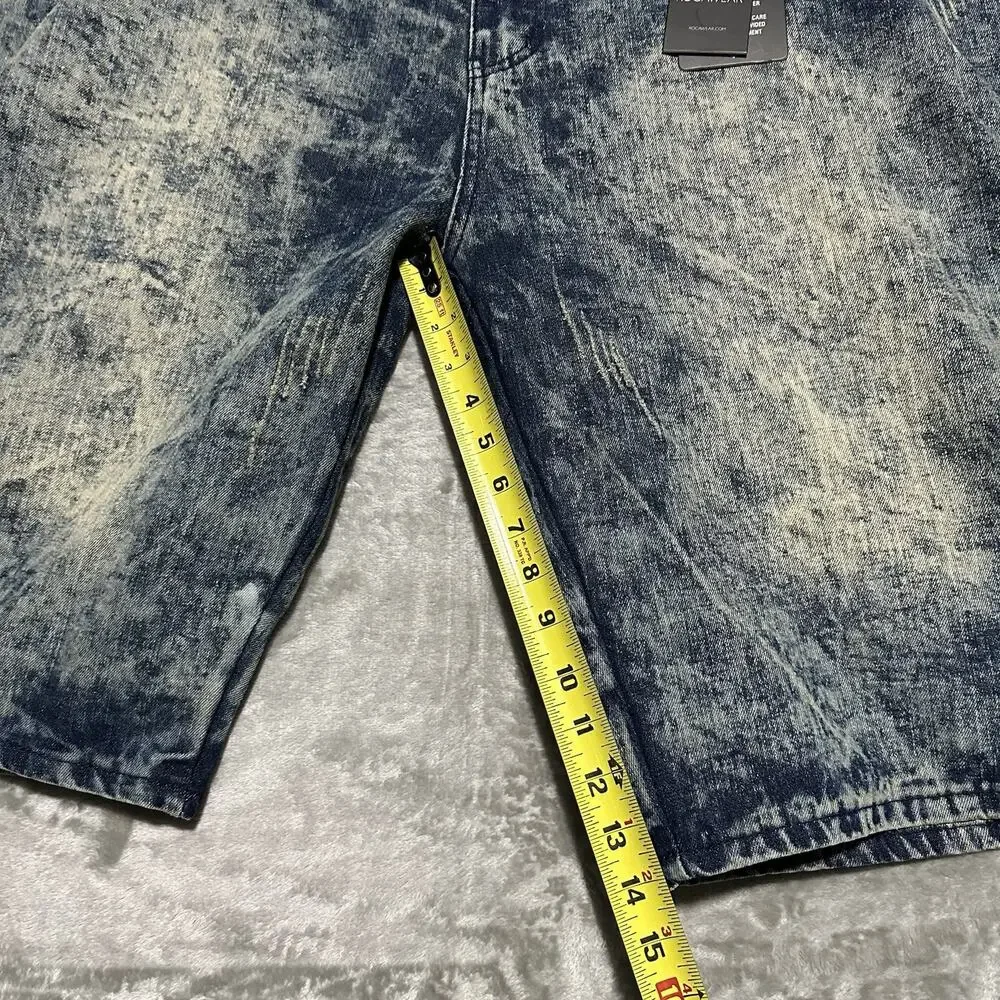 NWT Rocawear Baggy Denim Jean Shorts Mens Size 46 Blue Y2K Hip Hop Streetwear